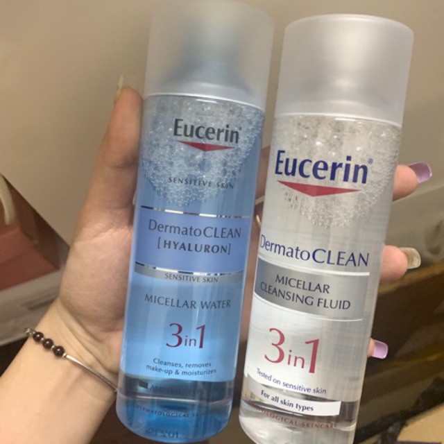 Nước tẩy trang Eucerin Dermato Clean Micellar Cleansing Fluid cho da nhạy cảm tác động 3 trong 1 Mẫu Mới