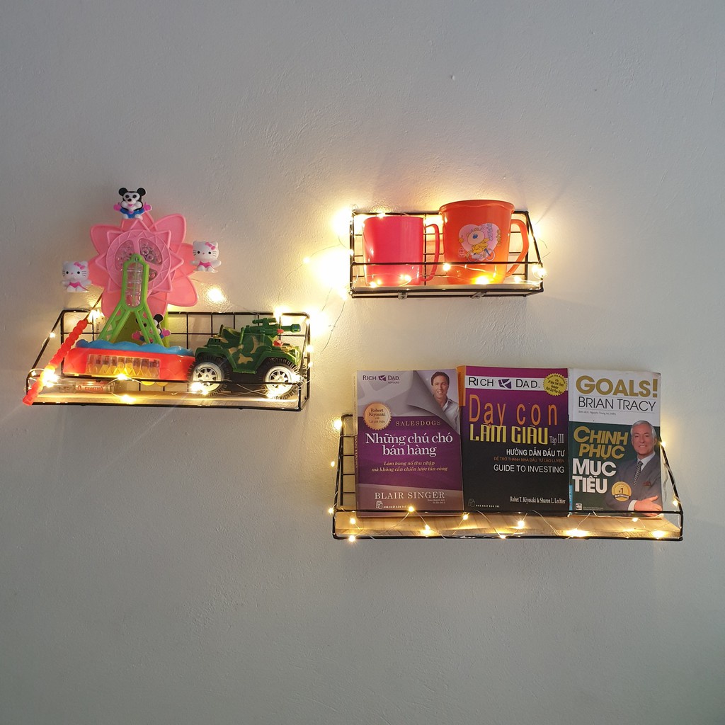 Kệ Dán Tường Decor, Kệ Sắt Đáy Gỗ Treo Tường Để Đồ Đa Năng, Trang Trí Decor Nhà Cửa, Để Sách, Mỹ Phẩm - Kèm Phụ Kiện