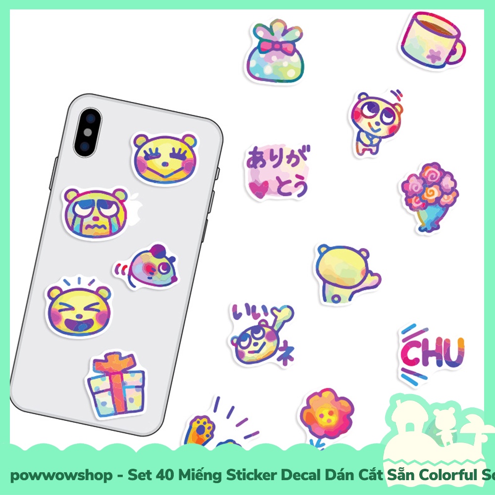 [Sẵn VN - Hỏa Tốc] Set 40 Miếng Sticker Decal Cắt Sẵn DIY Dán Trang Trí Vật Dụng Mẫu Colorful Squirrel Funny Cool Warm