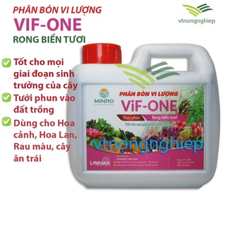 Phân bón vi lượng Minro, Rong biển tươi, ViF -ONE , can 1 lit, tốt cho mọi giai đoạn sinh trưởng của rau, hoa, cây trồng