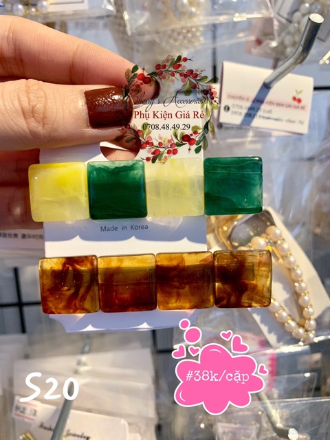 Set 2 kẹp vuông ẩn vân đá trong