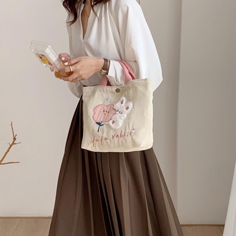 Túi Tote Xách Tay Bằng Nhung Kẻ Dành Cho Nữ
