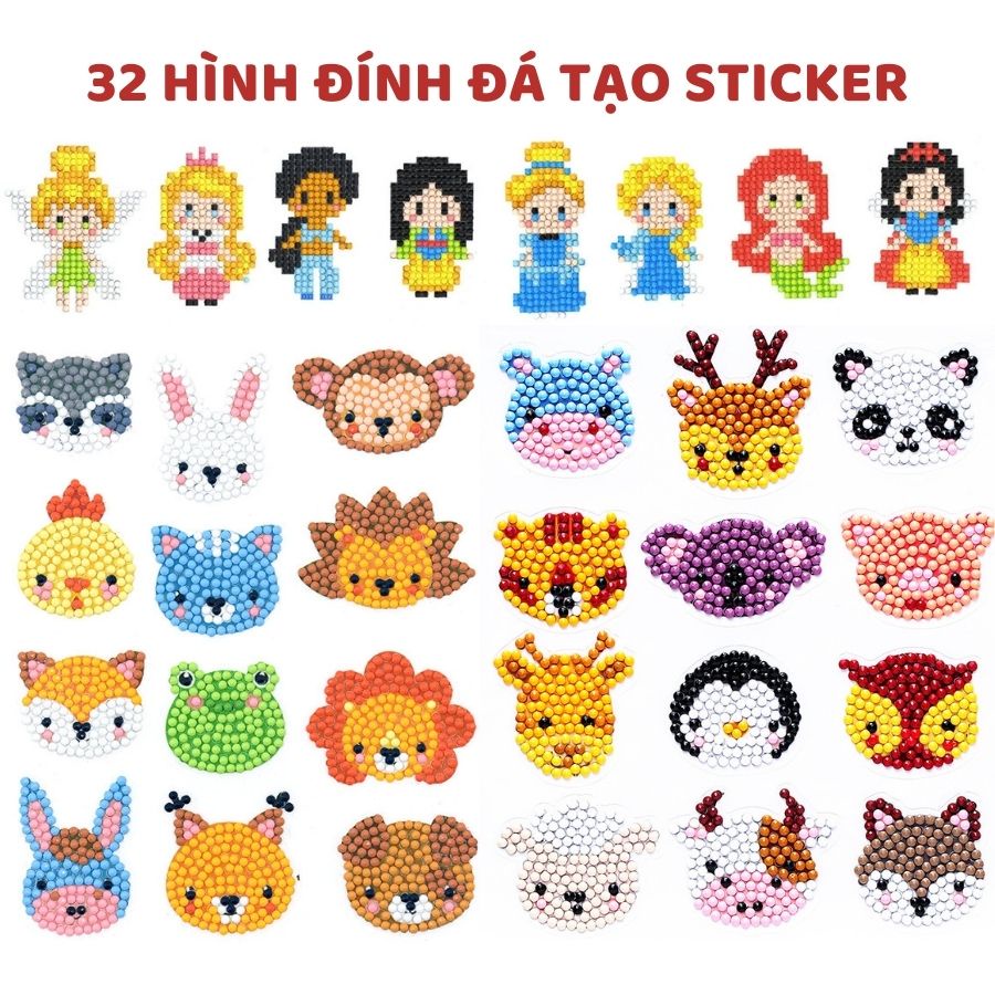 Bộ Làm Sticker 3D Đính Đá Cho Trẻ Em Tranh Kim Cương Đính Đá Tự Làm Trang Trí Sáng Tạo