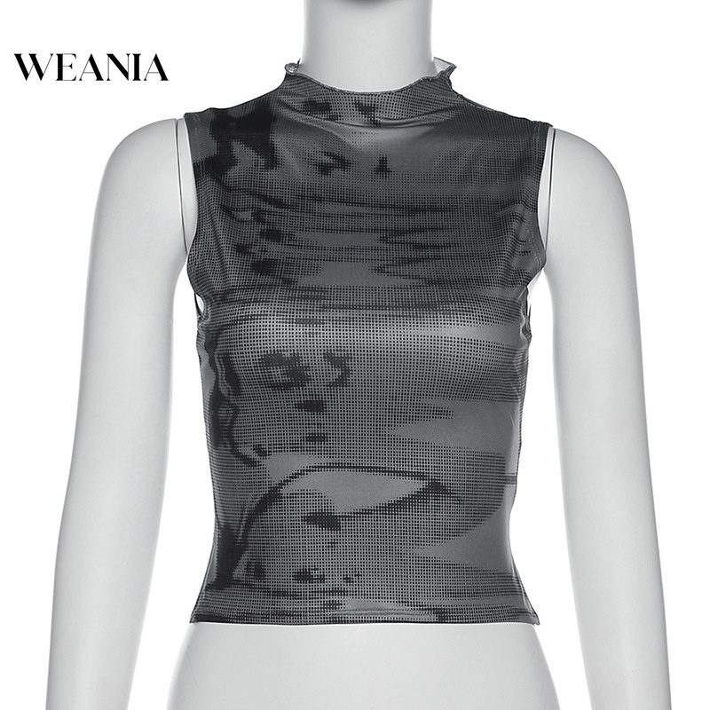 Bộ Áo Tank Top Cổ Cao In Hoa + Chân Váy Lưng Cao Phối Ren Thời Trang Cho Nữ