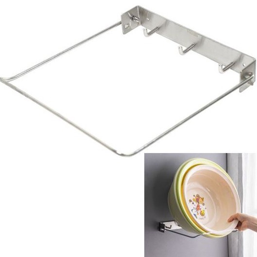 Kệ đa năng để thau chậu rổ,khăn Inox304 Nanichino dán tường phòng tắm nhà bếp