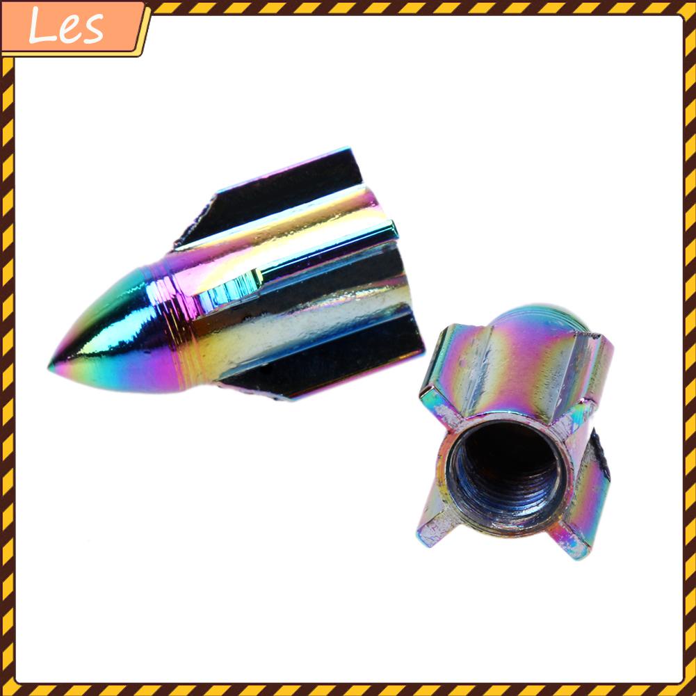 Bộ 4 nắp đậy van bánh xe hơi hình tên lửa nhiều màu sắc