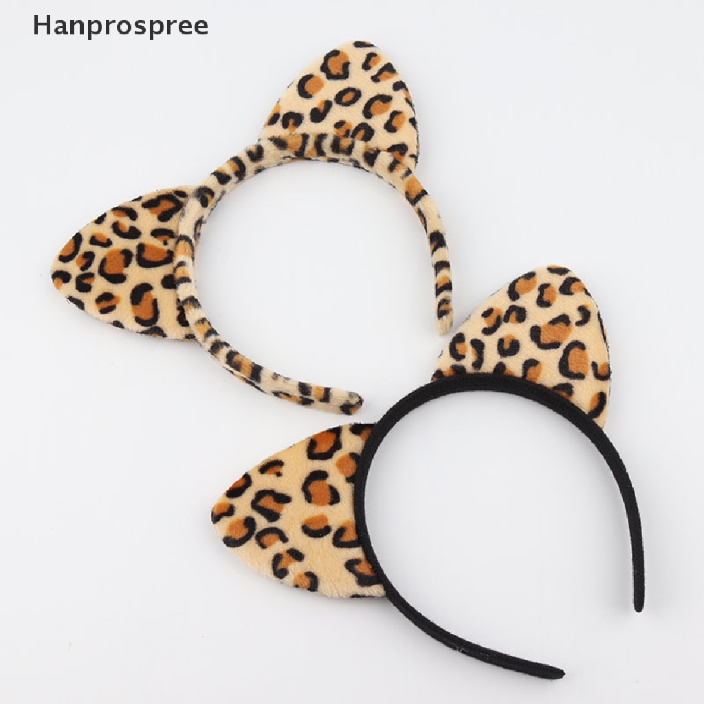 Băng Đô Cài Tóc Tai Mèo Phủ Lông Họa Tiết Da Báo / Hổ Dễ Thương Cho Bạn Gái