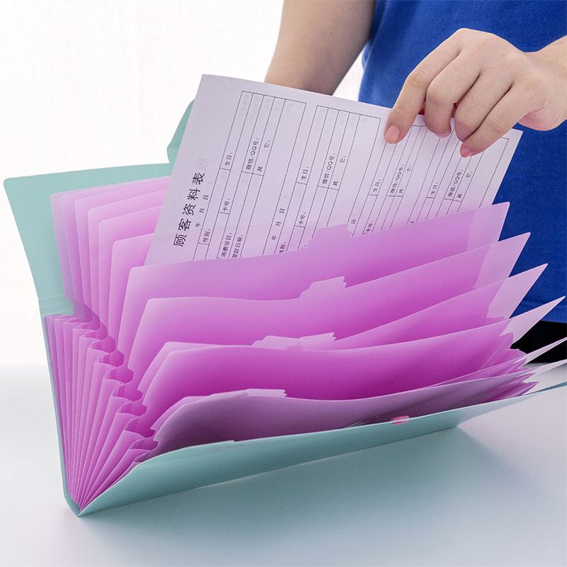Túi đựng tài liệu A4 nhiều ngăn 12 ngăn Happy Document màu sắc tươi mới
