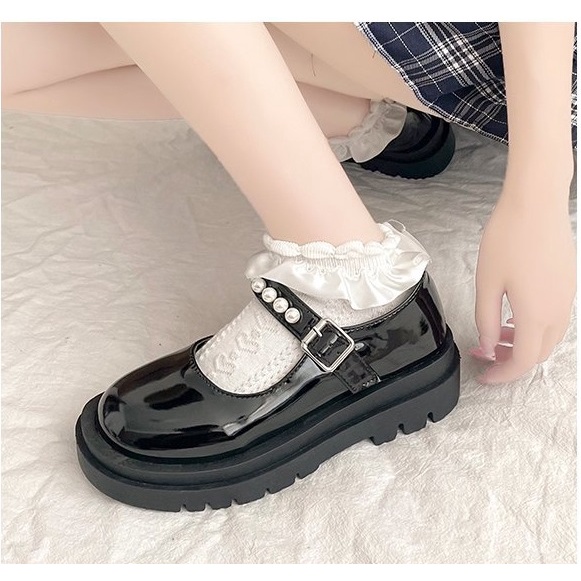 Giày lolita nữ đế 5cm dính ngọc cao cấp phong cách thời trang Hàn Quốc