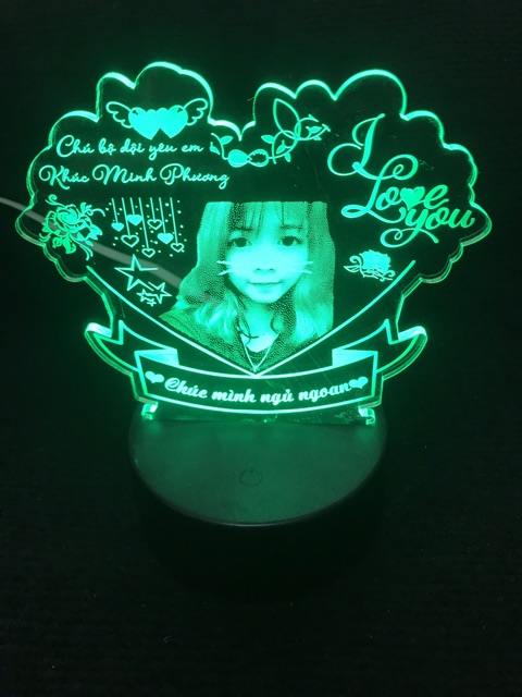 Đèn Led 3d Khắc Hình Ảnh Theo Yêu Cầu  - 16 màu tuỳ chỉnh - Quà tặng từ chú bộ đội