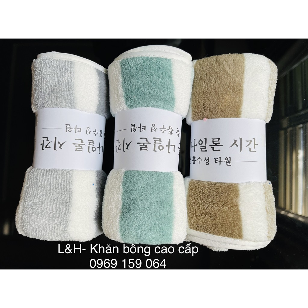 Khăn tắm, khăn lau đầu, Lông cừu, kẻ mờ, KT 35x75