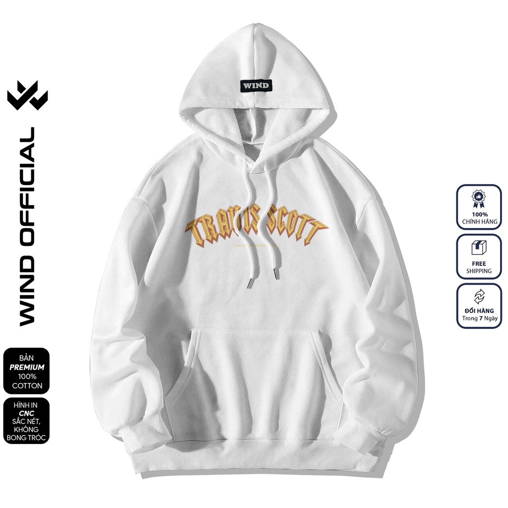 Áo hoodie unisex form rộng WIND TRAVIS bản Premium nỉ ngoại nam nữ oversize