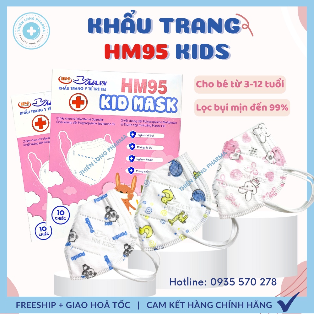 [Set 50Cái] Khẩu trang trẻ em N95 5 lớp kháng khuẩn hoạ tiết dễ thương êm mịn hàng chính hãng