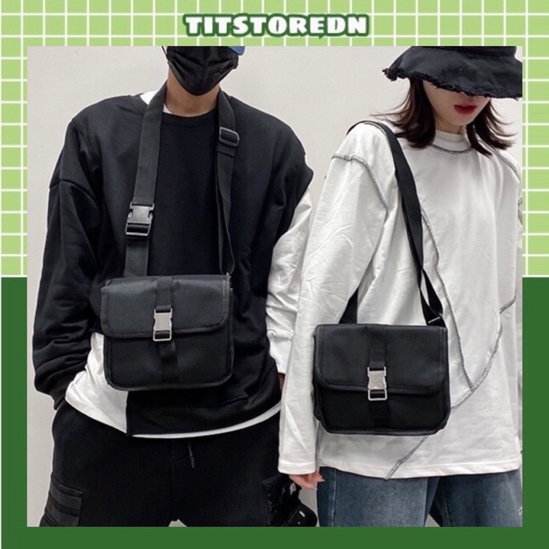 Túi đeo chéo unisex size nhỏ khoá inox đi chơi tiện lợi (có sẵn