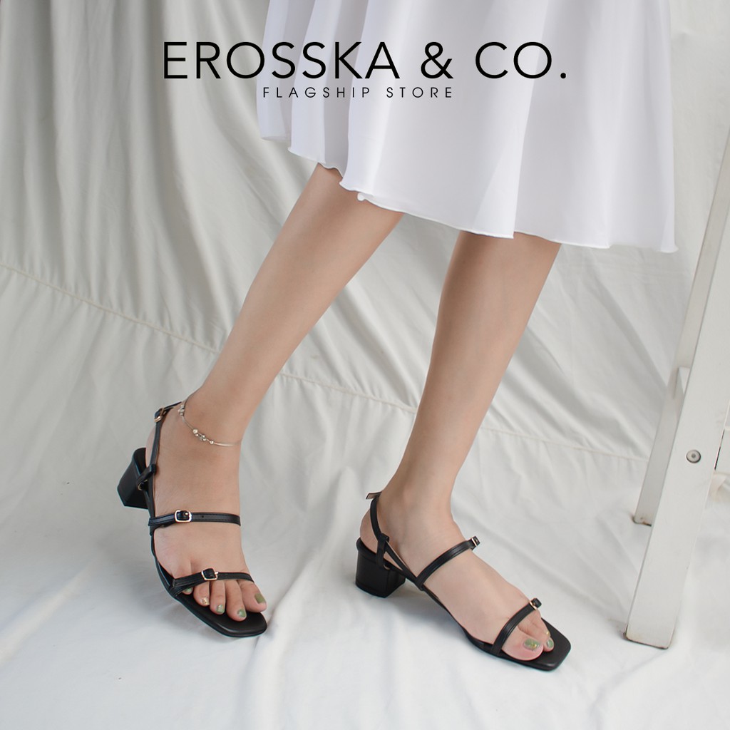 Giày sandal cao gót Erosska kiểu dáng Hàn Quốc cao 5cm màu đen - EB036