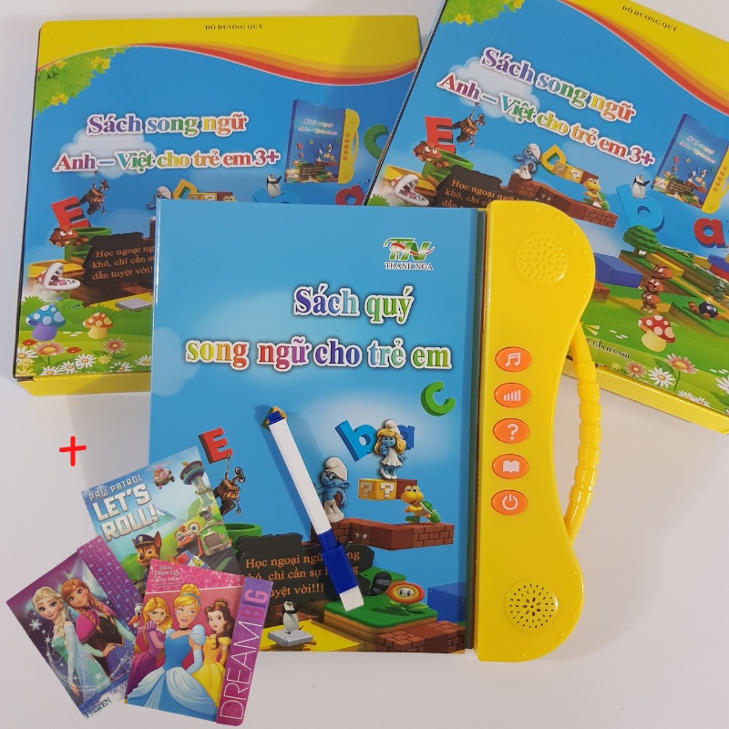 Sách nói điện tử song ngữ Anh-Việt Thanh Nga 3+ giúp bé học chữ cái và tiếng anh cơ bản, Tặng kèm bộ hình dán sticker