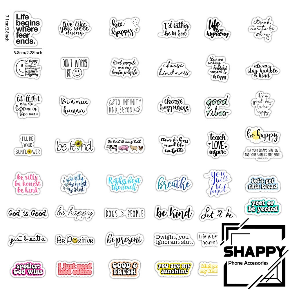 Sticker Dán Be Happy PVC Chống Thấm Nước | Dán Laptop - Dán Nón Bảo Hiểm - Dán Xe - Dán Vali [Shappy Shop]