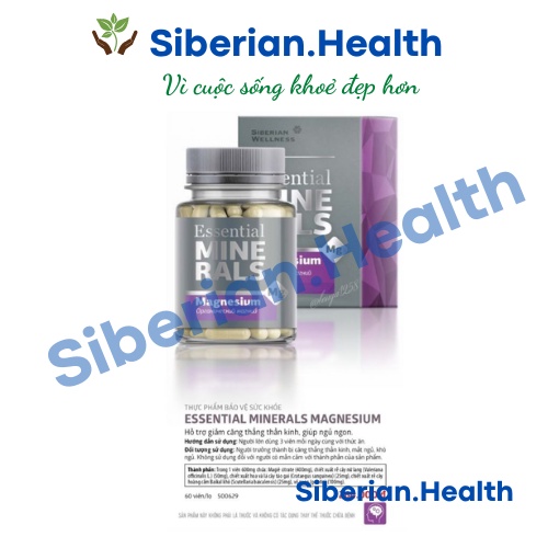 Essential Minerals Magnesium bổ sung Magiê hỗ trợ giảm căng thẳng và ngủ ngon- SIBERIAN WELLNESS – 60 viên