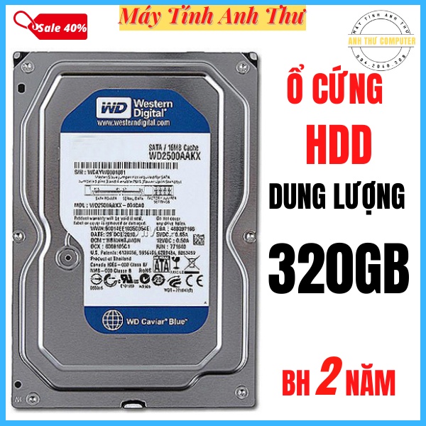 Ổ cứng HDD máy tính bàn PC W.D 160GB, 250GB, 320GB, 500GB Cài sẵn hệ điều hành Bảo Hành 2 Năm