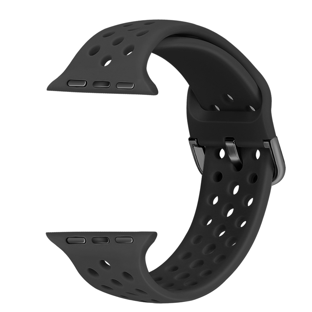 Dây Đeo Silicone Có Khóa Kim Loại Cho Đồng Hồ Thông Minh Apple Watch 41/40/38mm 45/44/42mm 7/SE/6/5/4/3/2/1