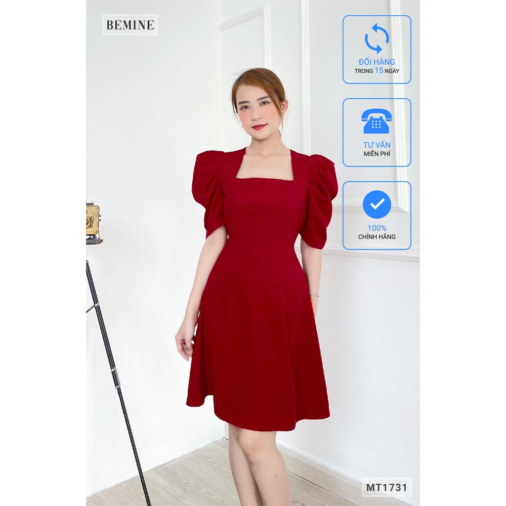 [Mã WABRWA15 giảm 15% đơn 300K] Đầm cổ vuông tay xếp ly tầng BEMINE MT1731DO | BigBuy360 - bigbuy360.vn