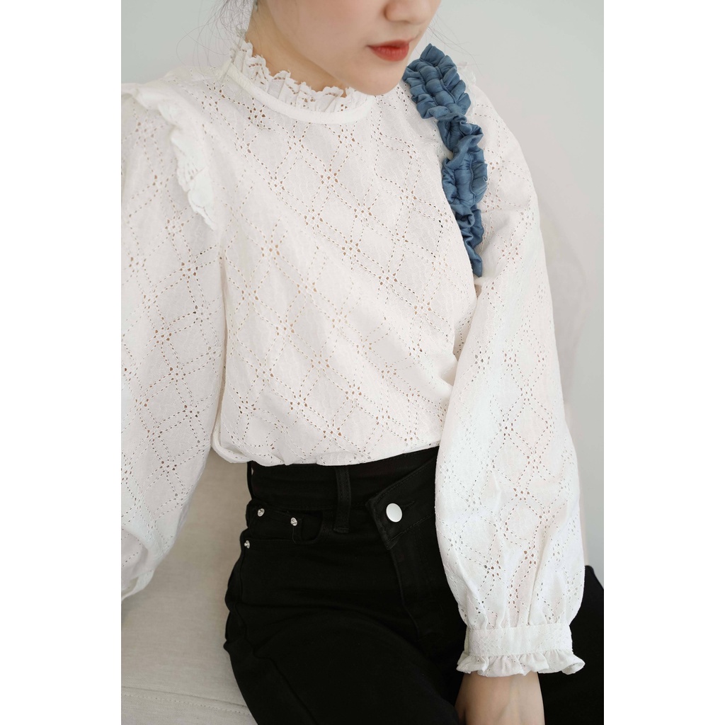 Quần jean Méo shop 3721 lưng cao cạp chéo ống loe chất jean cao cấp phong cách Hàn Quốc