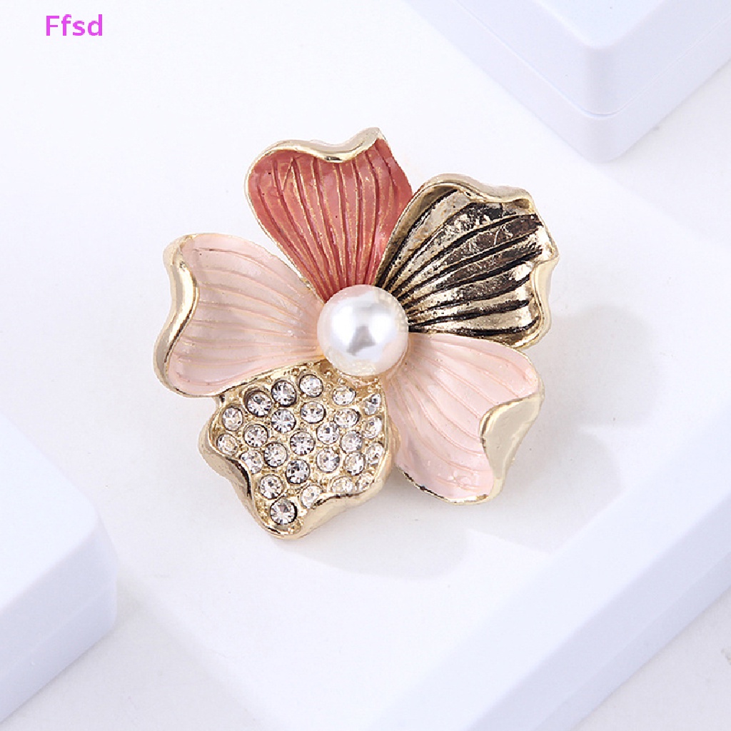 {Ffsd} Ghim Cài Áo Hình Hoa Đính Đá Pha Lê / Ngọc Trai Thời Trang Chống Lộ Hàng Dành Cho Bạn Nữ * Giảm Giá
