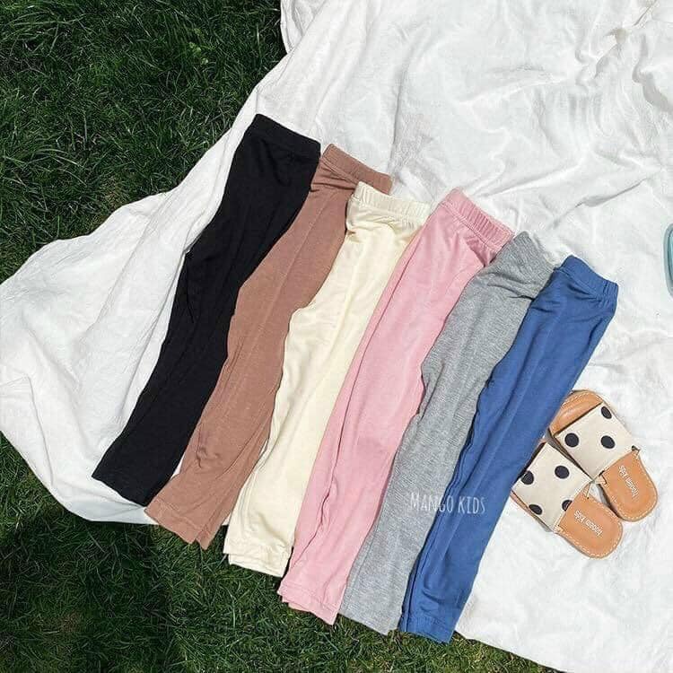 Set 6 quần legging dài trơn cotton dẻo Hàn siêu xinh cho bé trai bé gái trộn màu