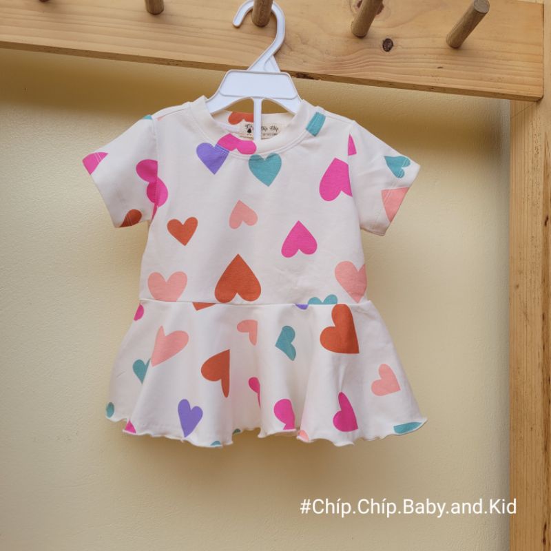 Áo váy,áo cộc tay chất Cotton xuất Dư  mềm mát cho bé gái (5_18kg)_Chíp Chíp Shop
