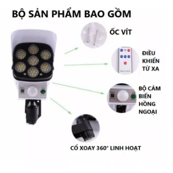 Đèn cảm ứng chống trộm giống camera Mã 877 có cảm biến ánh sang, điều khiển từ xa