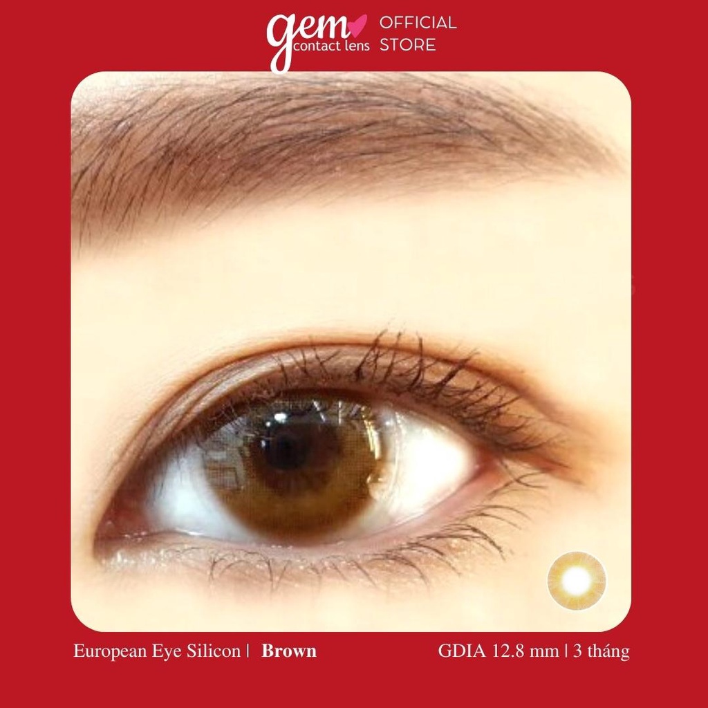 Áp Tròng Không Giãn EUROPEAN EYE BROWN Silicon Hydrogel Cao Cấp HSD 3 tháng LENS TOWN KOREA Lens Nâu Tây Hồng Có Lệch