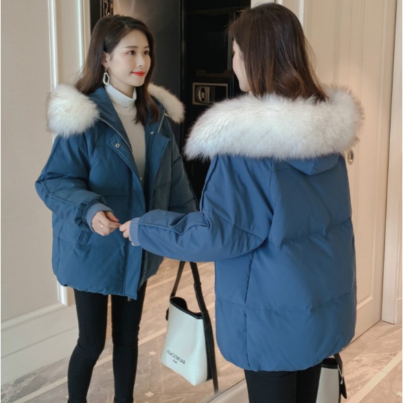 Áo Phao Nữ Dáng Ngắn Mũ lông QC loại 1- Hồng Phúc Tổng kho hàng Quảng Châu