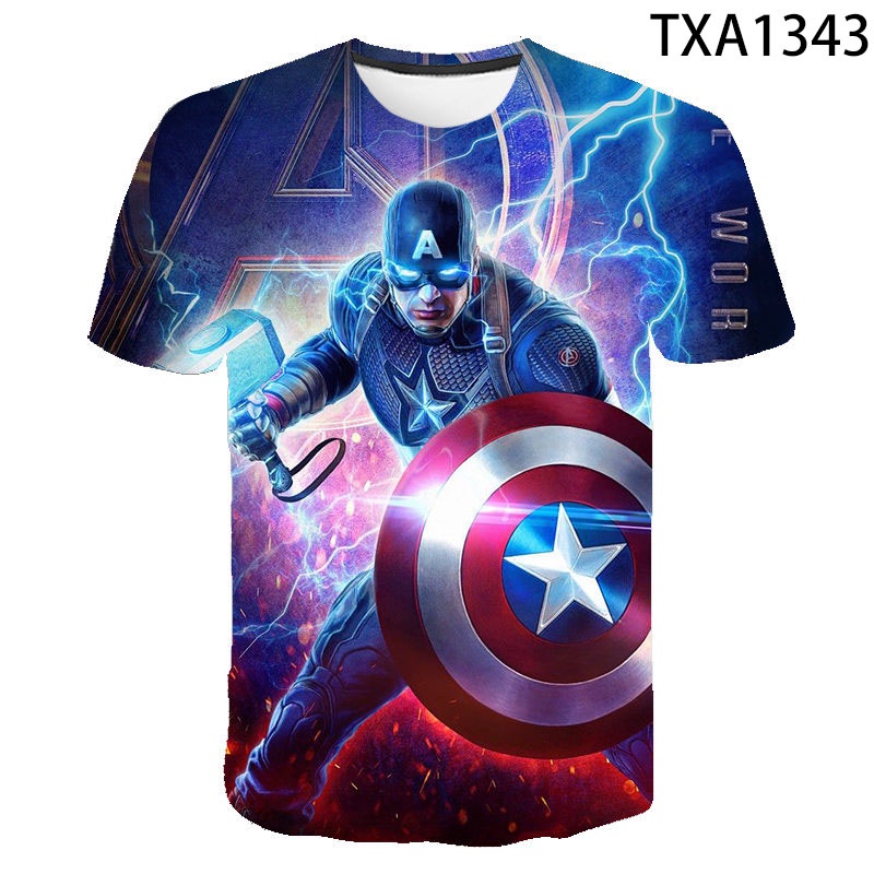 Áo Thun Ngắn Tay In Hình Captain America 3D Thời Trang Mùa Hè 2022 Cho Nữ