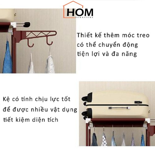 (𝗚𝗶𝗮́ 𝗦𝗶̉) Kệ treo quần áo hình chữ H 4 tầng 3 ngăn đa năng tiết kiệm không gian J0303