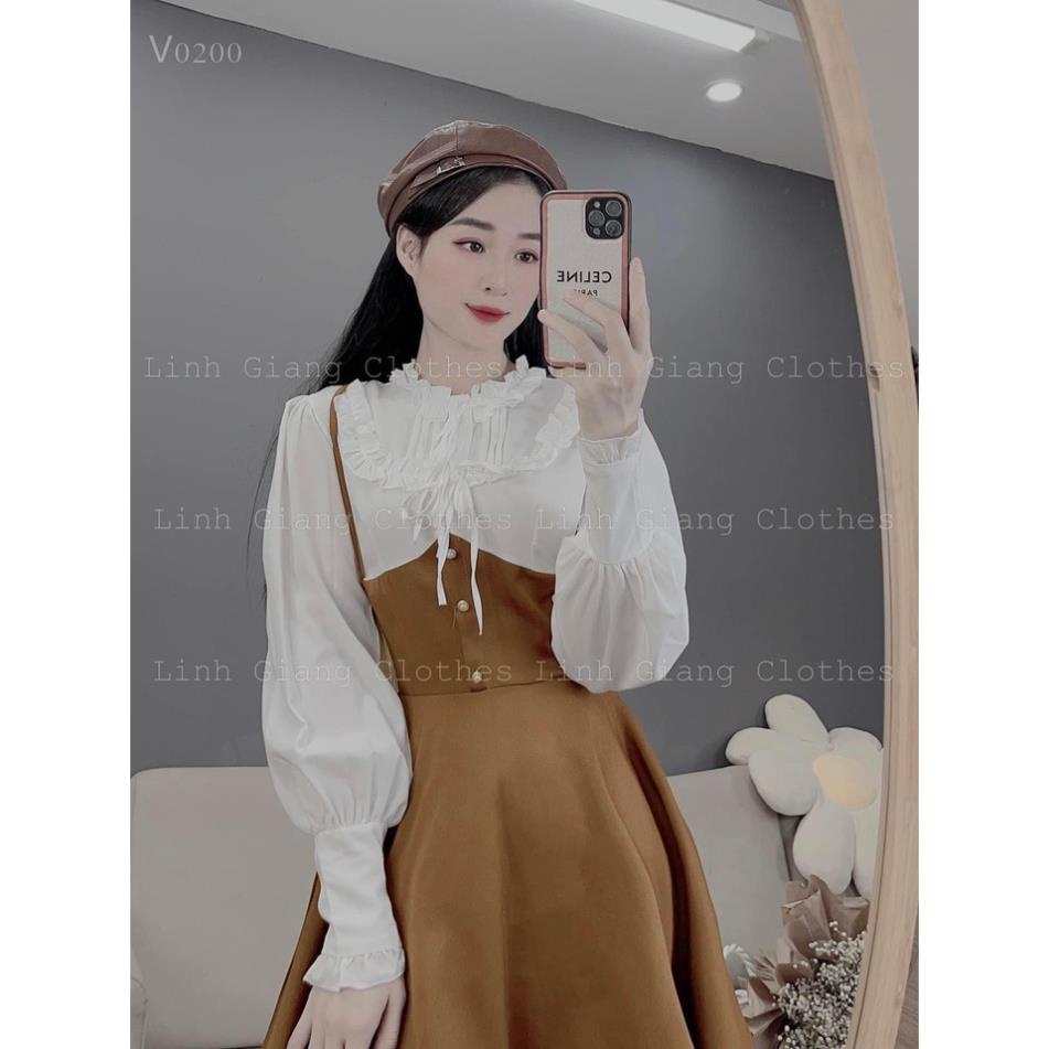 [ 𝐅𝐑𝐄𝐄 𝐒𝐇𝐈𝐏 ] VÁY YẾM  SƠ MI NÂU TÂY CHẤT TUYẾT MƯA TIỂU THƯ XINH XẮN