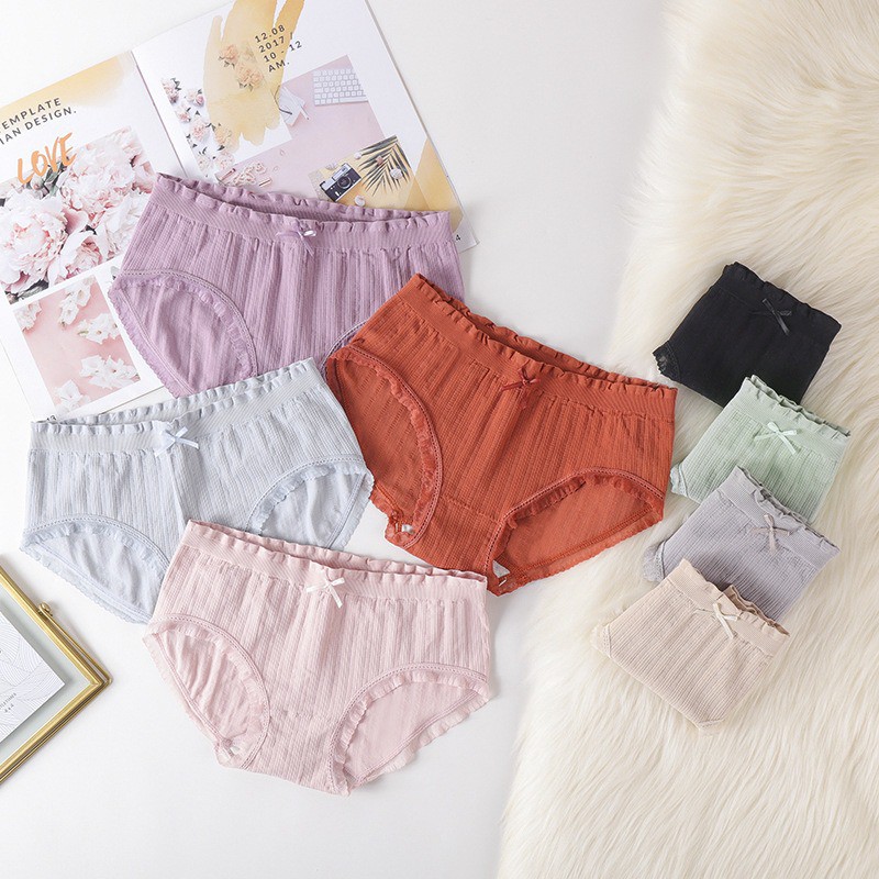 Quần lót nữ cotton kháng khuẩn phối ren, co giãn 4 chiều buộc nơ siêu đẹp QL8
