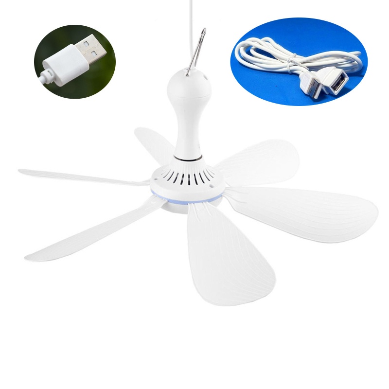 Quạt Trần 16.5inch / 42cm 5W Cổng USB 6 Cánh Tiện Dụng Mang Theo Du Lịch Cắm Trại