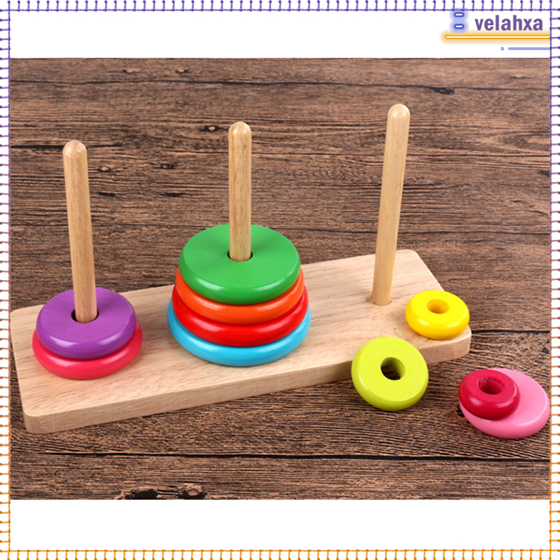 10 Rings Tower of Hanoi Wooden Puzzle Game - Wooden Puzzles for Adults, Classic Puzzle Toy