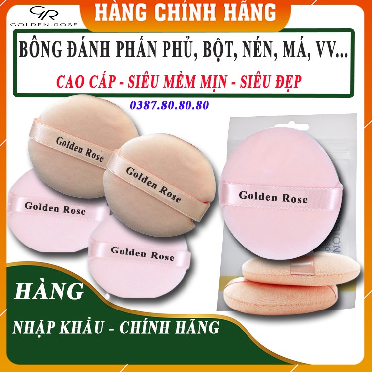 [ FreeShip - SIÊU MỀM MỊN ] Bông dặm phấn phủ, nén, bột siêu mềm mịn/ Bông phấn trang điểm đẹp golden rose