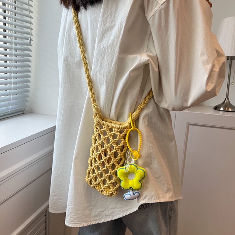 Túi cói IELGY đeo chéo đựng điện thoại thiết kế rỗng thời trang cho nữ