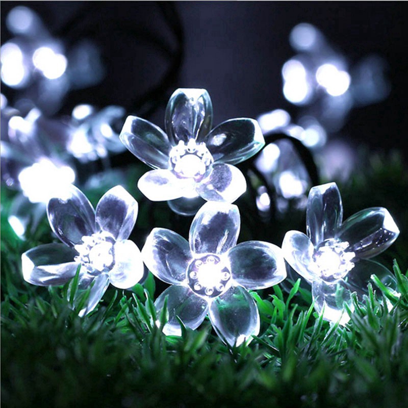 Đèn LED dây dài 2m , gồm 20 đèn LED pin AA hình hoa anh đào dùng trang trí tiệc Giáng Sinh