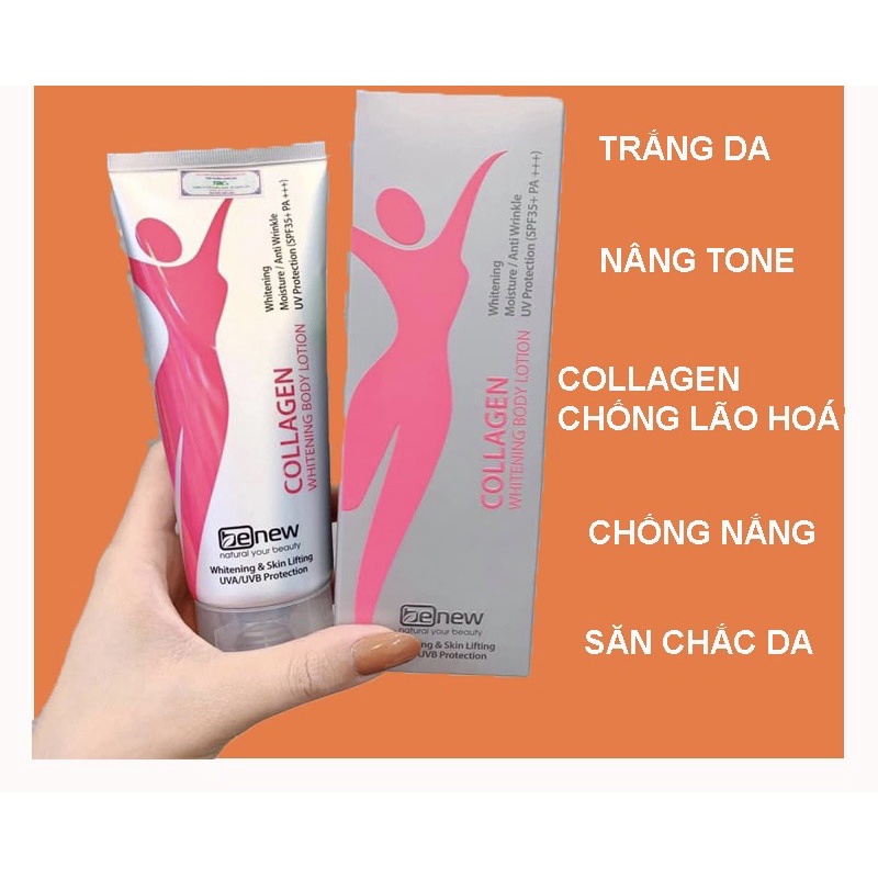 Combo 2 Tuýp Kem Dưỡng Thể Trắng Da Benew Collagen Whitening Body Lotion 200ml