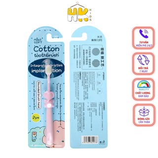 Bàn chải đánh răng cho bé từ 2 - 10 tuổi, sợi lông cotton siêu mềm mịn không làm tổn thương răng và nướu, hình thù kute