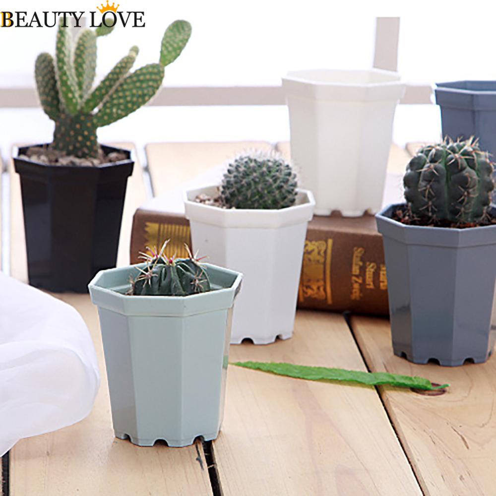 Chậu Nhựa Dày Hình Bát Giác Trồng Hoa / Cây Mọng Nước Để Bàn