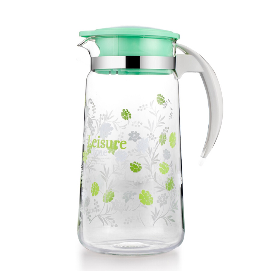 Bình nước thuỷ tinh Lilac in hoa 1400ml , bình đựng nước thủy tinh