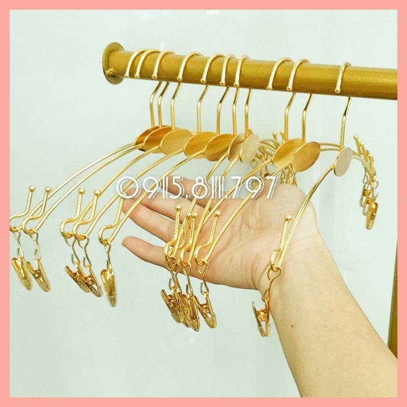Móc treo quần áo - kẹp đồ lót kim loại mạ nhũ vàng sang chảnh,xịn xò,kích thước 28cm