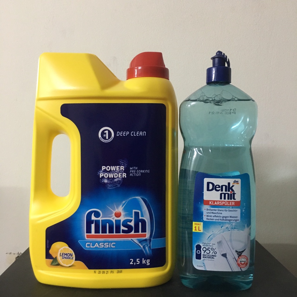 Bột rửa chén Finish 2.5kg+ Nước làm bóng ALIO hoặc denkmit  1000ML