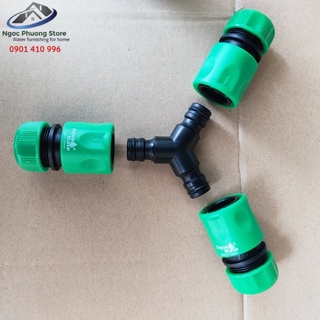 COMBO Cút nối nhanh chia 3 hướng ống mềm và 3 cút nối nhanh âm nối ống mềm từ 14mm-21mm AQUAMATE ĐÀI LOAN