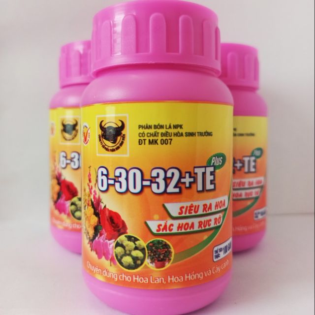 Phân Bón Lá Đầu Trâu NPK 6-30-32+TE 
Siêu Ra Hoa, Sắc Hoa Rực Rỡ - 100g