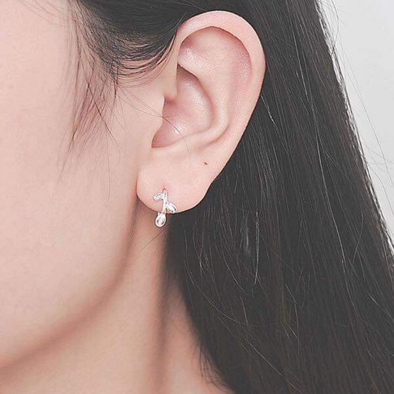 Khuyên tai bạc khuyên cành lá nhỏ dễ thương